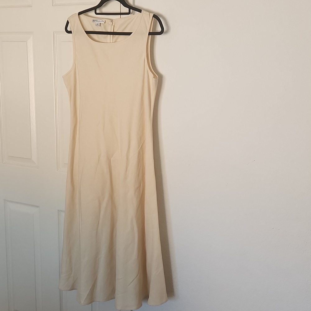 Pendleton Cream Linen Tencel Blend Sleeveless Maxi Dress Size 16 - Picture 3 of 7